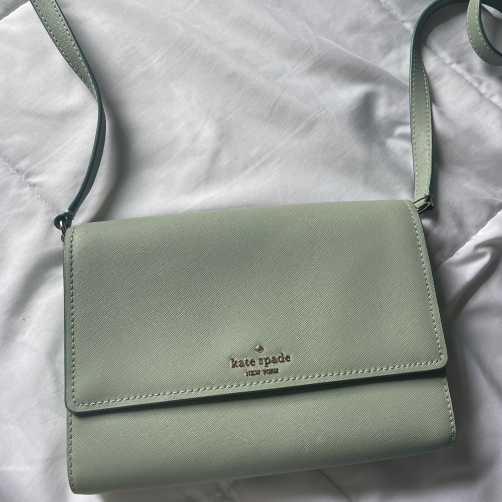 Sage green Kate Spade Crossbody + Mini Wallet